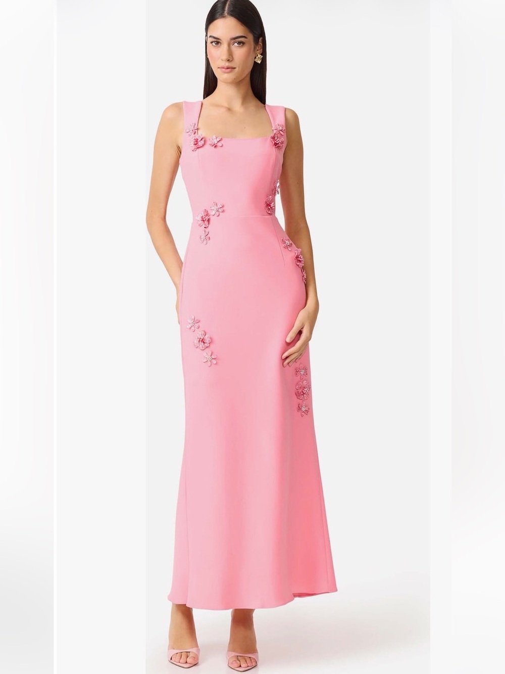 Elliatt Hayley Beaded Floral Appliqué Sheath Gown
